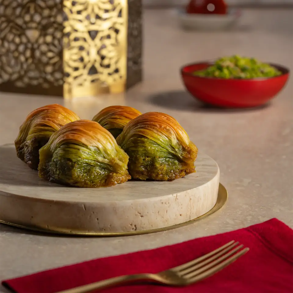 Fıstıklı Midye Baklava Büyük Boy 1100 gr - Hediyelik Kutu