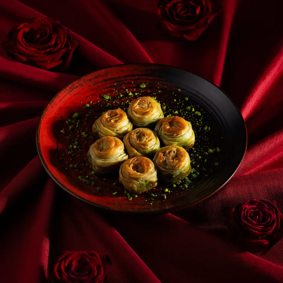 Fıstıklı Gül Baklava Standart Kutu - Orta Boy (500 gr)