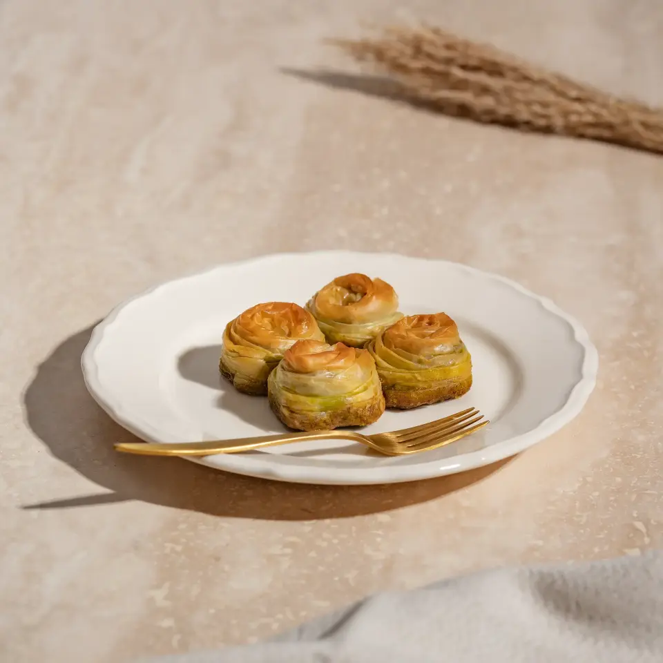 Fıstıklı Gül Baklava Standart Kutu - Orta Boy (500 gr)