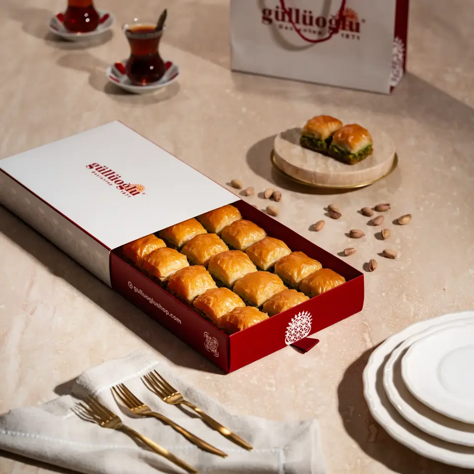 Özel Kare Baklava Hediyelik Kutu - Büyük Boy 1000 gr